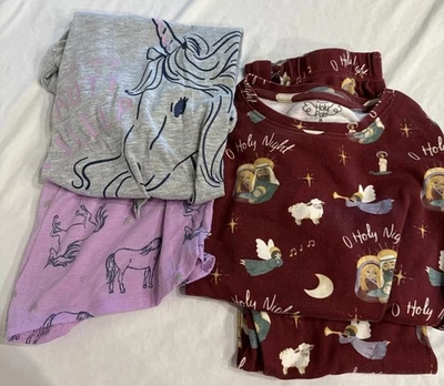 Lot Of 2 Girls Pajama Sets Carters Unicorn & Holy Pals Christmas Holy Night 8 - Image 1 of 4