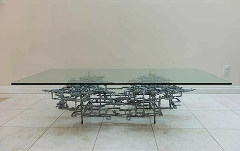 1960s Brutalist Bronze Mid-Century Modern Coffee Table Daniel Gluck Signed 60s Cover