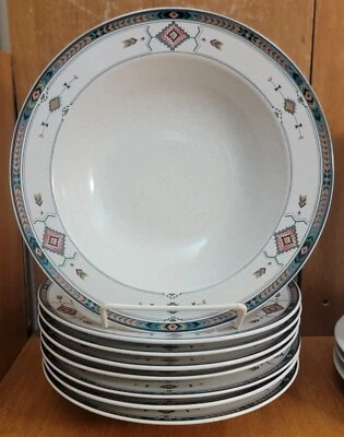 Studio Nova ADIRONDACK Rim Soup bowl set of 8, 8 1/8", Y2201, Aztec, Excellent - Imagem 1 de 4