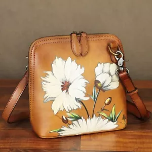 Genuine Leather Small Purse and Shoulder Bag Women Hand painted Crossbody Bag - Picture 1 of 9