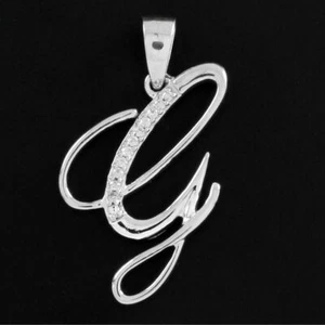 0.05 Ct Diamond Alphabet Initial Letter G Pendant In 14K White Gold GP - Picture 1 of 6