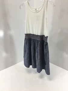 Gap Kids Girls Denim/Off White Sleeveless Dress Scoop Neck Large NWT - Picture 1 of 6