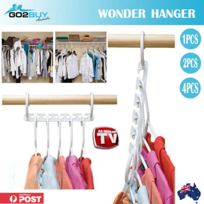 Amazing Wonder Clothes Hanger Space Saver Wardrobe Closet Organizer Rack Hook - image 1 of 4