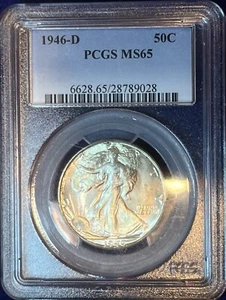 1946-D Walking Liberty Silber halber Dollar PCGS MS65 hervorragendes EDELSTEIN! - Bild 1 von 2