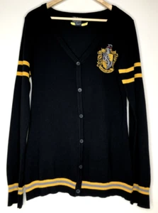 Harry Potter Youth Size Large (16) Cardigan Sweater Black Hufflepuff Crest - Picture 1 of 8