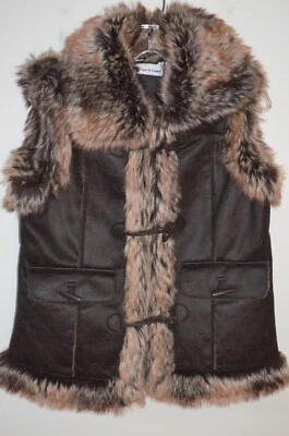 Chaleco Anthropologie Lucy & Laurel Marrón Piel Sintética/Gamuza Sintética Botón Talla M Foto 1 de 4