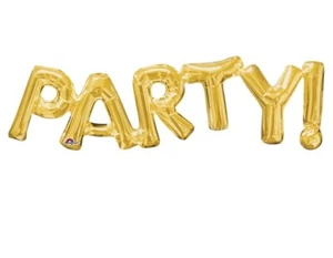 Mylar Foil PARTY! Balloon Gold Metallic Holographic 33" Fill Straw Included NEW - Picture 1 of 4