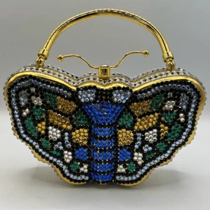 Schmetterlingsbox, Griff oder Kreuzkörper, Strass Abendtasche. - Bild 1 von 9