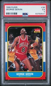 1986-87 Fleer Basketball George Gervin #36 - PSA 5 - San Antonio Spurs - Picture 1 of 2