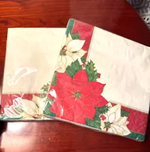 2 - 16 ea.Party Napkins Christmas Plaid Poinsettia Holiday Party Creations Paper - Picture 1 of 3