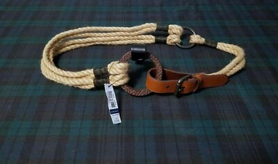 $195 RALPH LAUREN ANTIQUATED O-RING BRAIDED FIBER/CALF-LEATHER WOMEN BELT  - Image 1 of 4