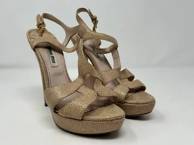 Miu Miu Tacones Piel de Serpiente Correa Sandalia Tacones de Aguja Talla 6.5 EE. UU. / 36.5 IT Foto 1 de 4
