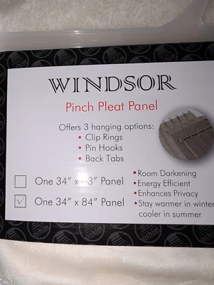 Windsor Pinch Panel Plisado Cortina 34 x 84 Marfil (Paquete de 2) Foto 1 de 3
