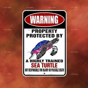 Property Protected Sea Turtle metal Sign Home room wall art gift decor A2350 - Picture 1 of 1