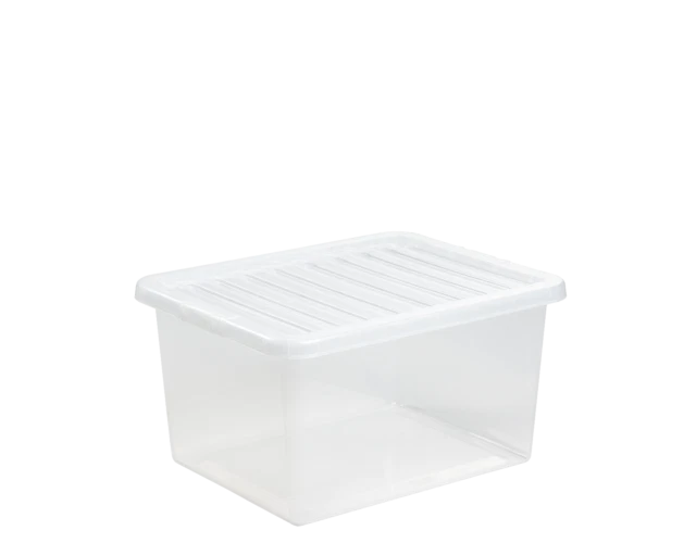 WHAM Plastic Storage Box with Lid - Clear, 37 L