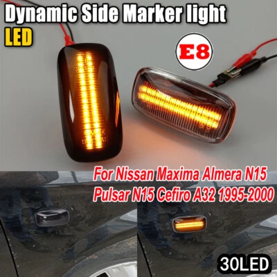 Luz marcadora lateral dinámica LED 2 PIEZAS para Nissan Máxima Cefiro Almera Pulsar 95-00 Foto 1 de 4