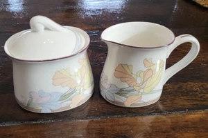 Noritake China Nueva Década “CAFÉ DU SOIR” (9091) Juego de Crema y Azúcar Cubierta - Imagen 1 de 5
