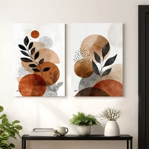 Leinwand Bilder Set 2-teilig Abstrakt Blätter Natur Wandbilder Kunst  Deko 8283 - Bild 1 von 7