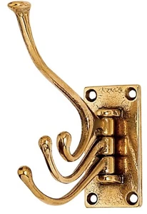 Attaccapanni appendiabito gancio ottone lucido in stile marinaro a 3 posti snoda - Foto 1 di 1