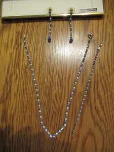 Juego de pulsera collar gargantilla austriaco transparente azul JOJAK de colección - Imagen 1 de 5
