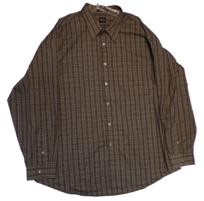 Arrow Men’s XXL 18 - 18 1/2 Long Sleeve Dress Gray W Black Stripes Wrinkle Free - Image 1 of 4