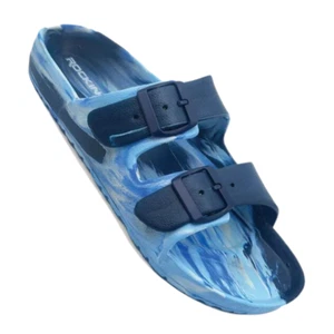 Huntington Buckle Slides- Blue Marbled - Picture 1 of 6