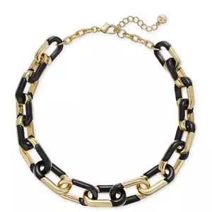 Collar de eslabones grandes de acrílico dorado y negro ALFANI, extensor de 20" + 2" - Imagen 1 de 3