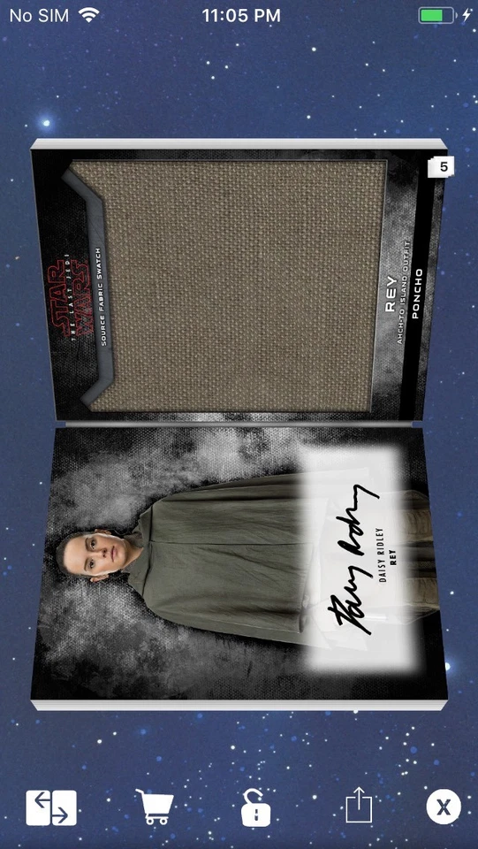 Topps Star Wars Digital Card Trader Black Rey Poncho Source Fabric Sig Insert - Image 1 of 1