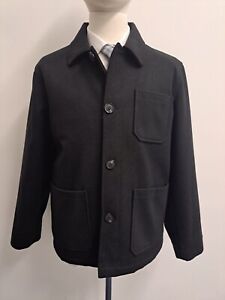 C004 Men's Wool Shacket In Black Single Breasted