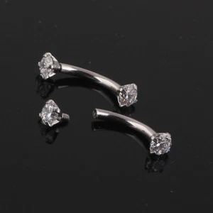 16G DAITH TRAGUS JUEGO DE PUNTAS ROSCADAS INTERNAMENTE GEMA ACERO ANILLO CEJAS TACHÓN VCH - Imagen 1 de 5