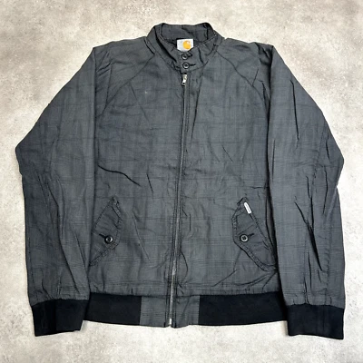 Carhartt Rude Jacket Mens Medium Checkered Full Zip Workwear Windbreaker Grey - Image 1 of 4