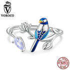 Voroco Adjustable Real 925 Sterling Silver Bird opening Ring Fashion Women Girls