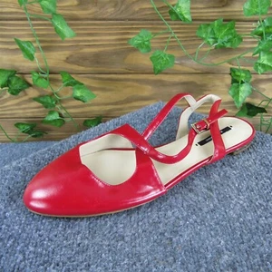 Zara Women's Basic Flat Red Leather Sz 40 Medium Gently Used 2025 - Picture 1 of 6