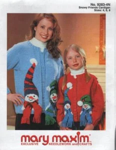 MARY MAXIM KNIT SNOWY FRIENDS CARDIGAN GRÖSSE: 4, 6 & 8 - Bild 1 von 1
