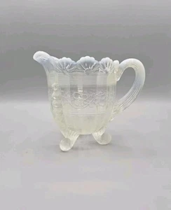 Antique Northwood Opalescent Glass Beaded Footed Creamer - Picture 1 of 6