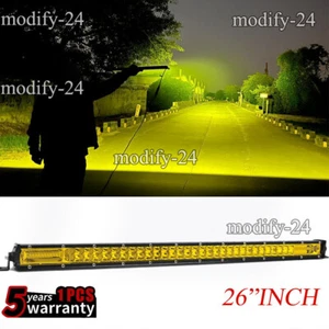 26inch LED Light Bar 6D Amber Fog Work Driving Offroad Truck SUV ATV 4WD  Truck - Picture 1 of 10