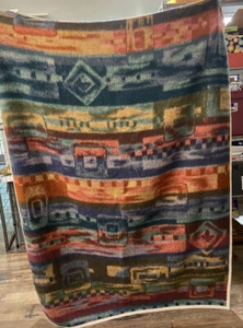 Vintage BIEDERLACK Southwest bunte Wende Western Überwurf Decke 76x52 - Bild 1 von 3