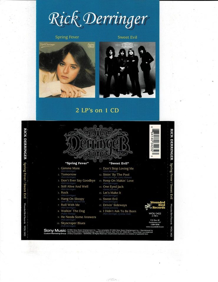 RICK DERRINGER - SPRING FEVER / SWEET EVIL  (CD 2004) SEALED  **18 TRACKS** - Image 1 of 1