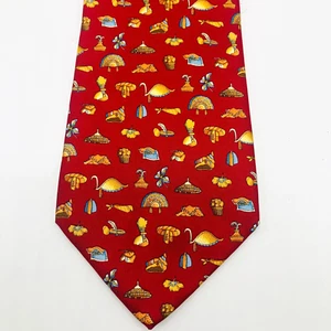 Salvatore Ferragamo Red Headwear/Flower Silk Tie Made In Italy - Picture 1 of 11