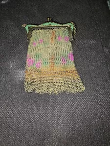 VINTAGE French Chain Kiss Lock Coin Purse Bag- Modele FM Depose - Picture 1 of 5