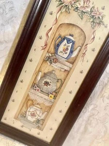 Taza de té y platillo vintage Demitasse arte enmarcado largo decoración cocina-comedor - Imagen 1 de 7