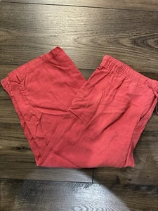 Jamaica Bay Petite/L Silk Blend Coral Crop Pants Draw String Beachy Boho Cruise - Picture 1 of 16