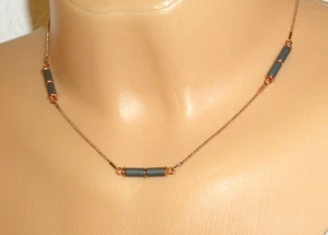 Halskette Kugelkette Roségold Hämatit matt Walzen - Bild 1 von 7