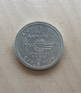 Vintage 1951 Douglas Flugzeug Souvenir Medaille Medaille Long Beach Ausstellung 1. jährlich - Bild 1 von 2