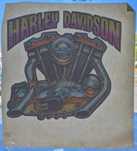 Vintage 1970's HARLEY DAVIDSON MOTORCYCLE ENGINE T-SHIRT Iron-On Transfer - Picture 1 of 4