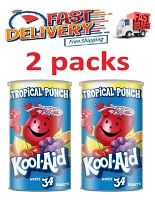 2 Pack - Kool-Aid Sweetened Tropical Punch Powdered Drink Mix 82.5 oz. - Image 1 of 4