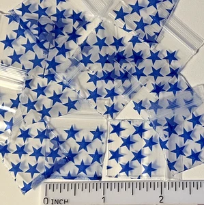 200 Baggies 1010 Blue Stars design 1 x 1 inch mini zip bags - Picture 1 of 1