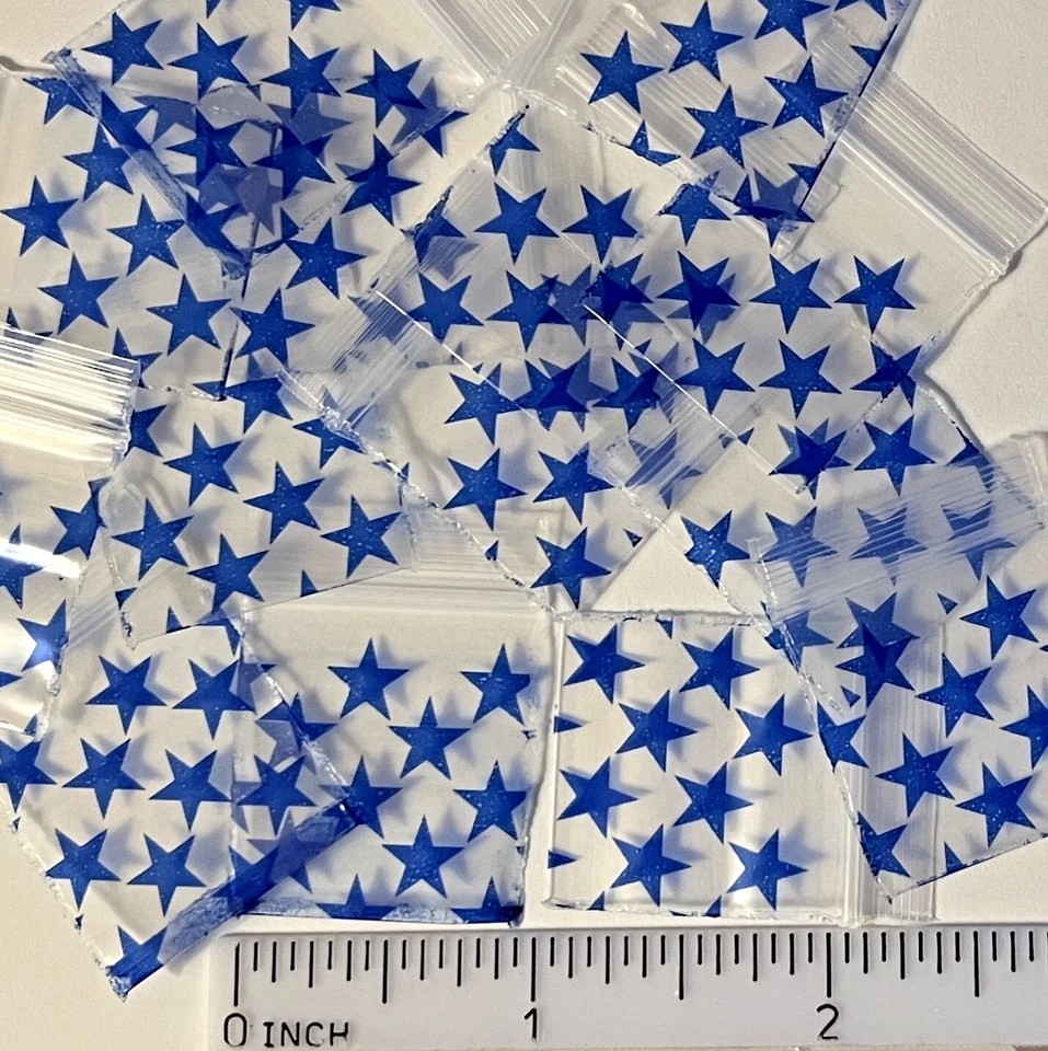 200 Baggies 1010 Blue Stars design 1 x 1 inch mini zip bags - Image 1 of 1