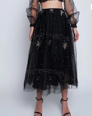 Falda bordada de tul malla Lurelly Orion 4 $389 nueva con etiquetas Foto 1 de 4