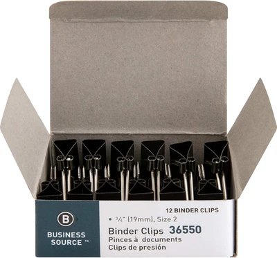 Business Source, BSN36550, clips de carpeta plegables, 12/docena, negro Foto 1 de 4